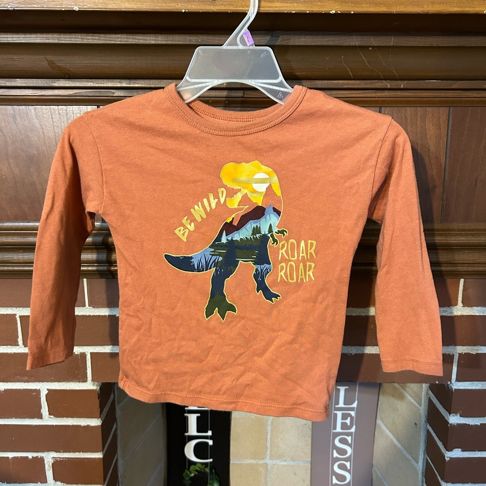 Kids Orange Dinosaur Shirt
